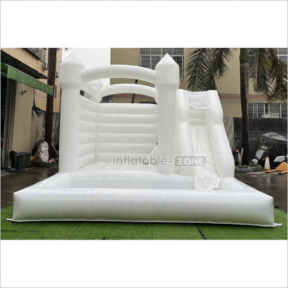 White Wedding Bouncy Castle With Slide Combo Inflatable Party Bounce House With Ball Pit Pool - Inflatable-Zone