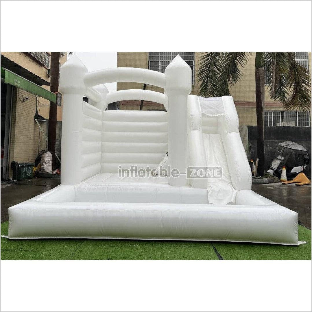 White Wedding Bouncy Castle With Slide Combo Inflatable Party Bounce House With Ball Pit Pool - Inflatable-Zone
