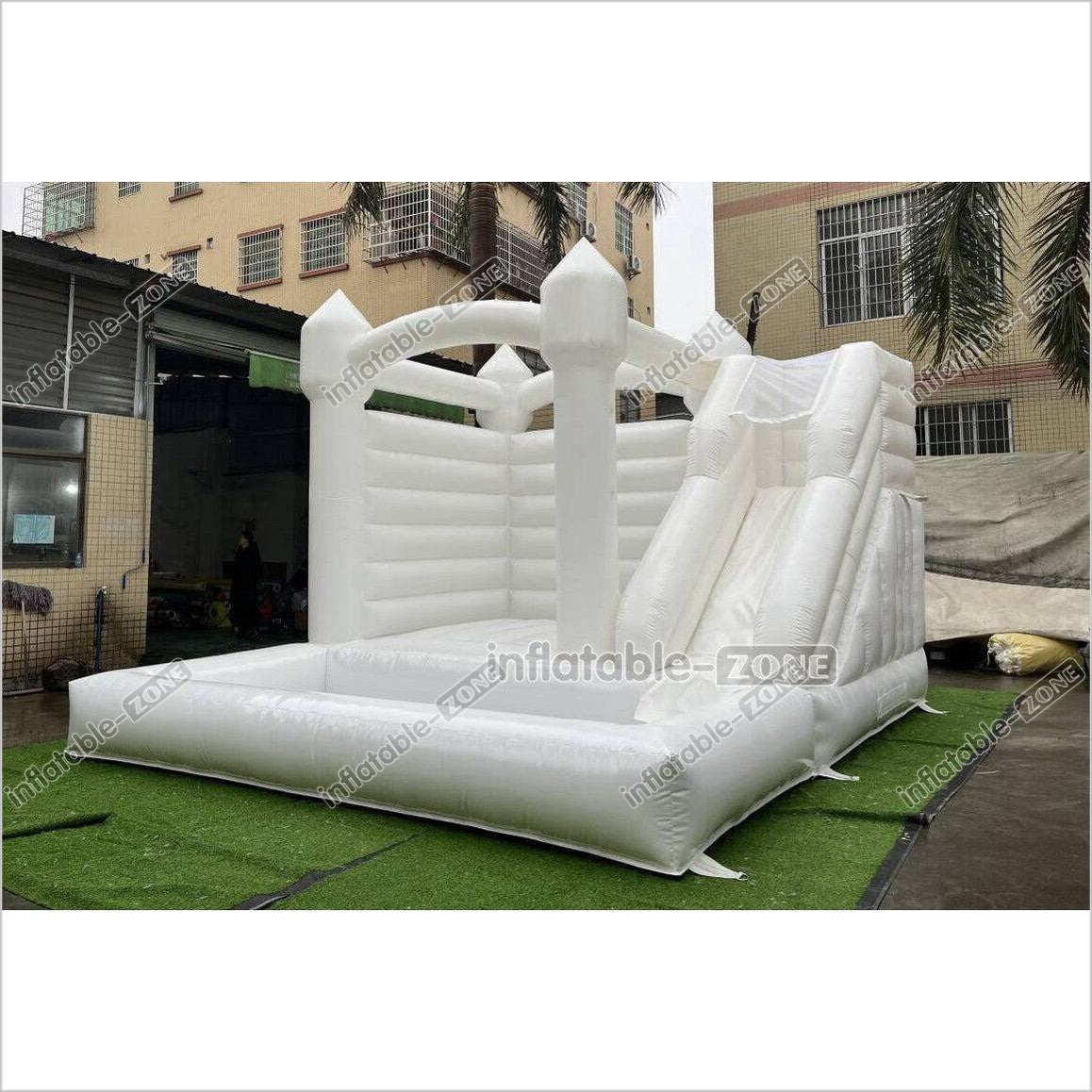 White Wedding Bouncy Castle With Slide Combo Inflatable Party Bounce House With Ball Pit Pool - Inflatable-Zone