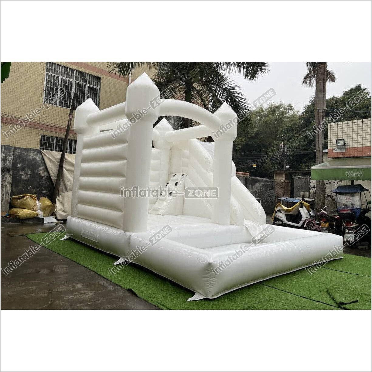 White Wedding Bouncy Castle With Slide Combo Inflatable Party Bounce House With Ball Pit Pool - Inflatable-Zone