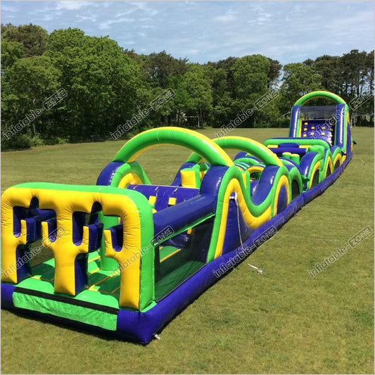 Inflatable Obstacle Course Bounce House Castle with Large Slides Bounce Area and Obstacles Inflatable Bouncer House Jumper Inflatable Adrenaline Rush Beach - Inflatable-Zone
