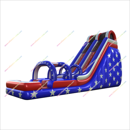 20 Foot American Flag Inflatable Water Slide Summer Blow Up Arch Double Lane Water Slide - Inflatable-Zone