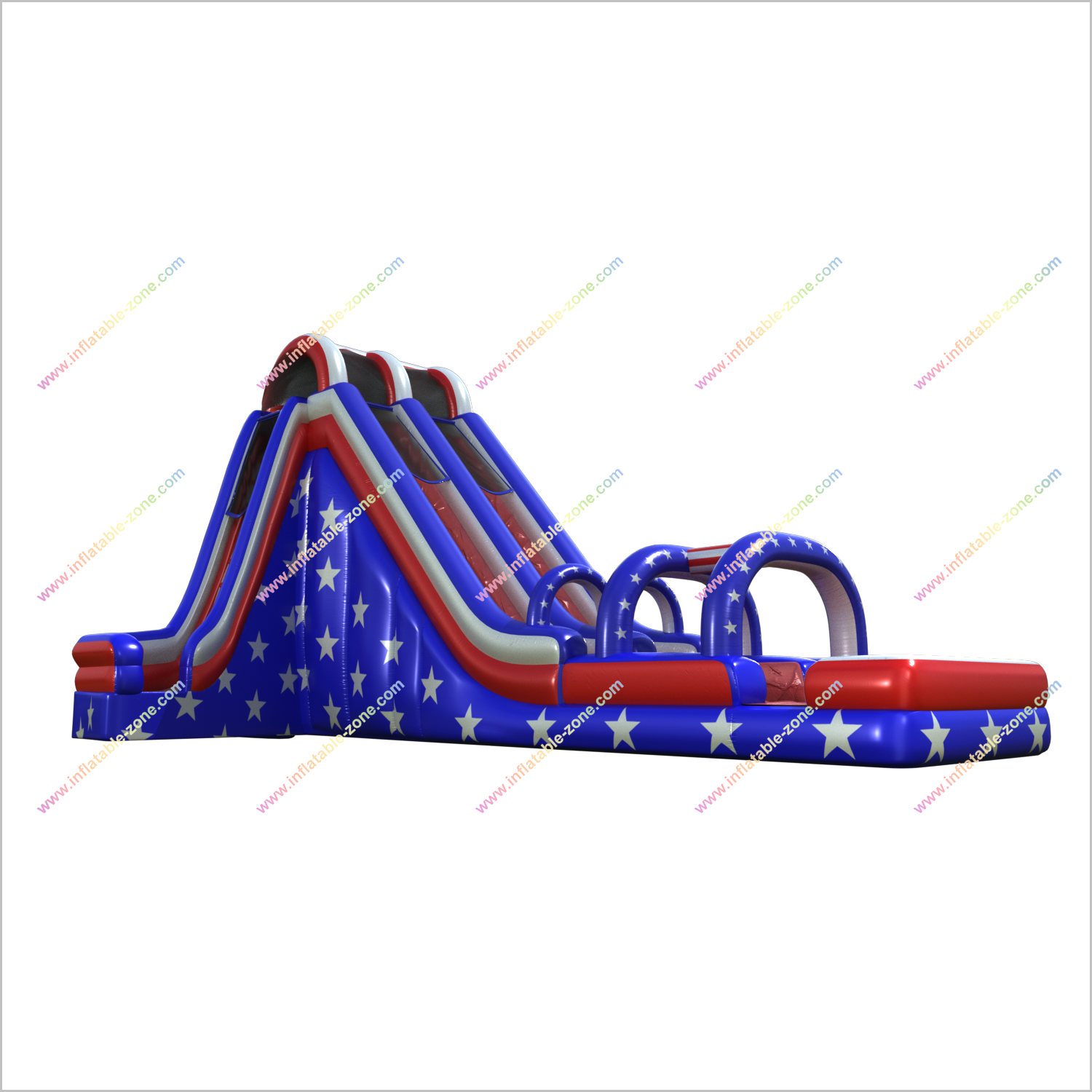 20 Foot American Flag Inflatable Water Slide Summer Blow Up Arch Double Lane Water Slide - Inflatable-Zone