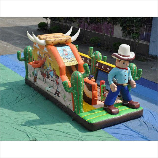 PVC Inflatable West Cowboy Themed Dry Slide For Swimming Pool - Inflatable-Zone