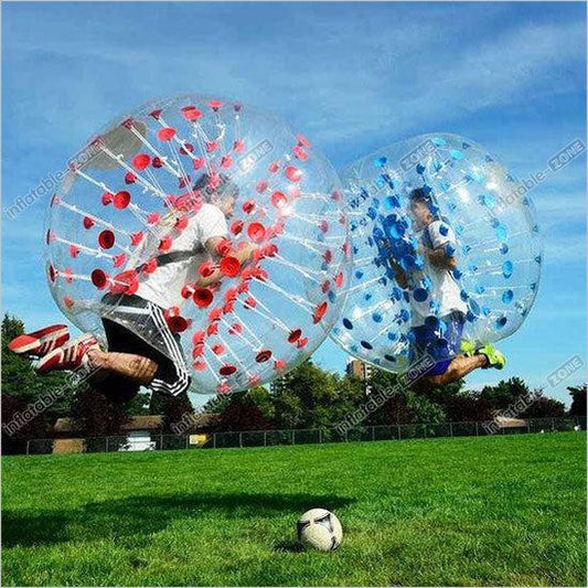 5 Blue Dot, 5 Red Dot 1.5M Dia PVC Bubble Soccer For Team Play,1 Air Pump - Inflatable-Zone