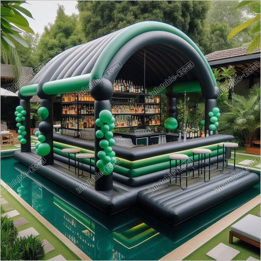 Coolest Black Inflatable Pool Bar Float Inflatable Pub House Tent Blow Up Pool Bar - Inflatable-Zone