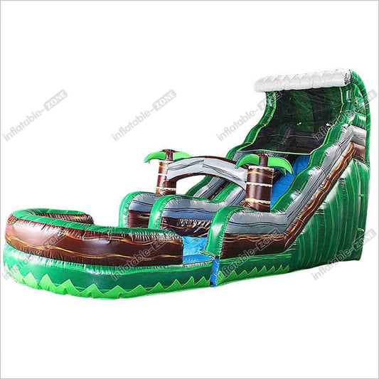 Tropical Inflatable Waterslide Emerald Crush Tsunami Water Slide With Pool Blow Up Jumper Near Me - Inflatable-Zone