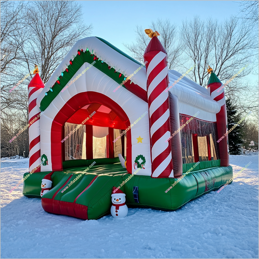 Snowman Outdoor Christmas Decorations Jumping Castle Play Centre Snow Park Inflatable Bounce House For Sale - Inflatable-Zone