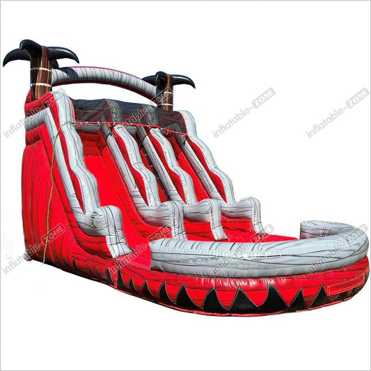 Red Hot Lava Waterslide Blow Up Outdoor Party Gray Marble Commercial Inflatable Wet Dry Slide For Pool - Inflatable-Zone