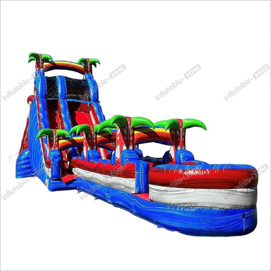 Wellfuntime Rainbow Slip And Slide Tropical Theme Backyard Blast Water Slide Large Water Inflatables Pool - Inflatable-Zone