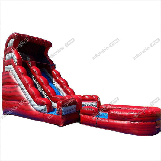 Inflatables Marble Water Slide Red Commercial Inflatable Wet Dry Slip Slide With Blow Up Splash Pool - Inflatable-Zone