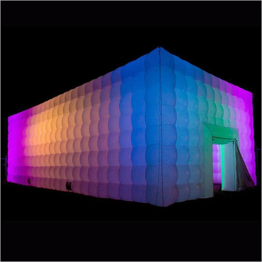 Large White Inflatable Nightclub Square Tent Sport Marquee With Colorful Lights ,Inflatable Disco Club Tent Cubic Structure Building Tent For Event Party - Inflatable-Zone