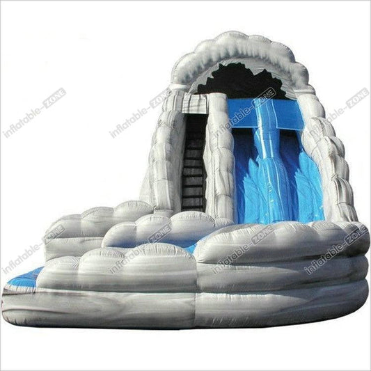 Dual Lane Curved Kids Inflatable Water Slide With Landing