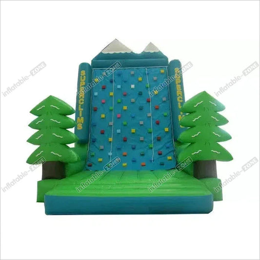 Green Tree Rock Climbing Wall Inflatable , Sports Games Bounce House With Climbing Wall