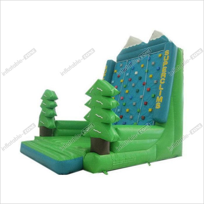 Green Tree Rock Climbing Wall Inflatable , Sports Games Bounce House With Climbing Wall