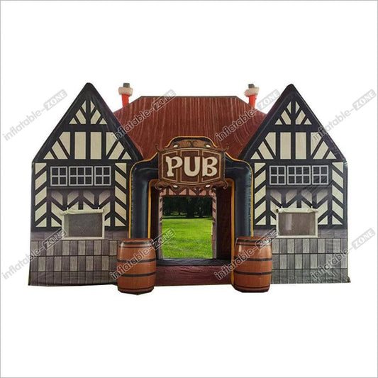 Inflatable Commercial Portable House Shaped Giant Inflatable Irish Bar Pub Tent Log Cabin Concession Stands Oxford Vip Lounge Room With Casks For Outdoor Party - Inflatable-Zone