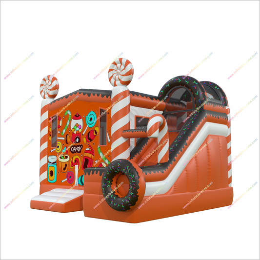 Candy Themed Party Inflatable Castle Slide Jumping Area Bounce House With A Slide Combo Inflatable Bouncers - Inflatable-Zone