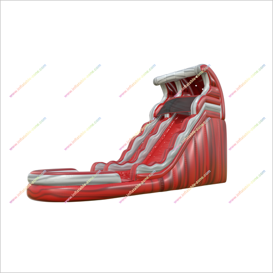 Red Lava Inflatable Wave Water Slide Commercial Inflatable Wet Dry Slide With Pool For Kids Outdoor Party - Inflatable-Zone