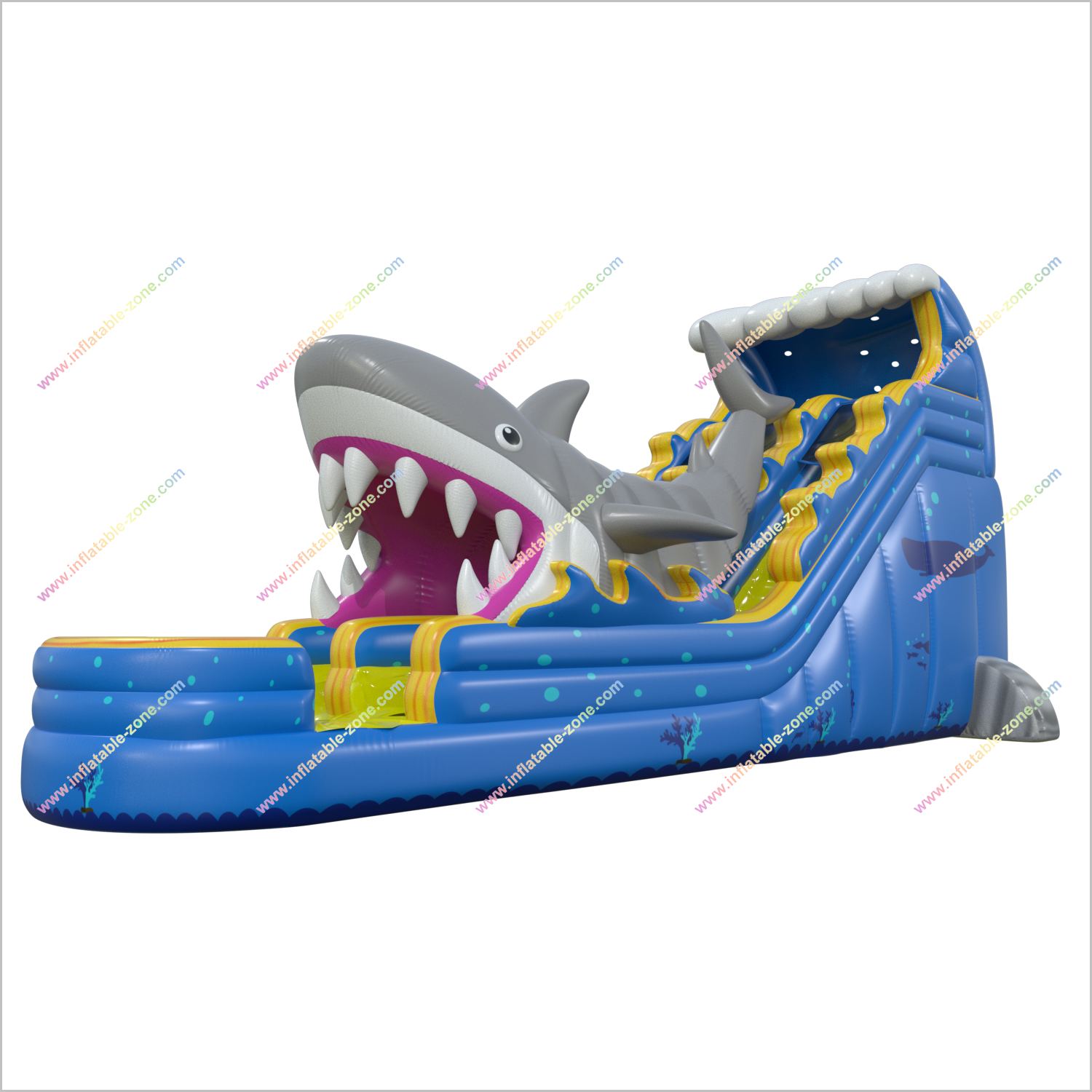 Ocean Theme Giant Shark Inflatable Bouncy Waterslides With Pool Outdoor Backyard Water Slides For Adults - Inflatable-Zone