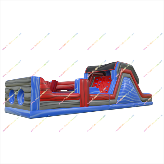 Happy Hop Obstacle Inflatable Course Bouncer Double Lane Slide Inflatable Rock Wall Obstacle Course Jumper - Inflatable-Zone