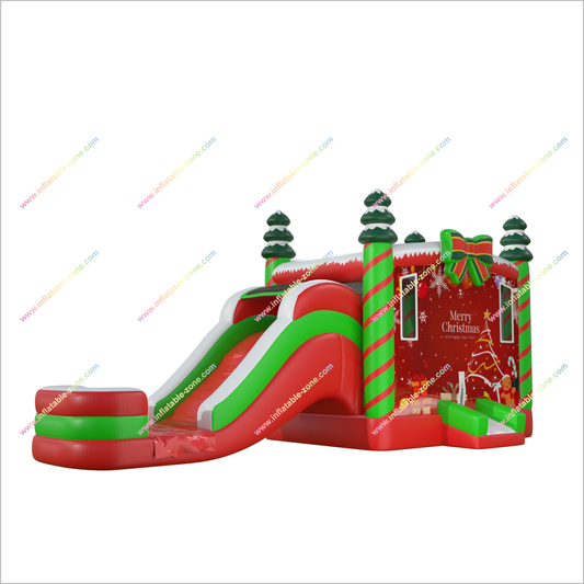 Inflatable Bouncy Castle And Water Slide Very Merry Christmas Party Water Bounce House And Slide Combo Pool - Inflatable-Zone