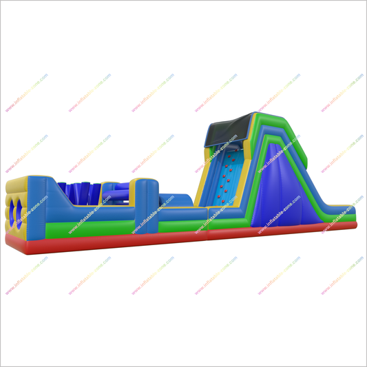 Rainbow Obstacle Course Retro Rock Climb Slide Commercial Inflatable Obstacle Course Bouncer Races Challenge - Inflatable-Zone