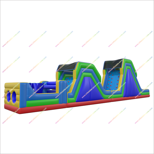 Inflatable Rainbow Obstacle Course Soft Rock Wall Climb And Double Slide Inflatable Obstacle Course Races - Inflatable-Zone