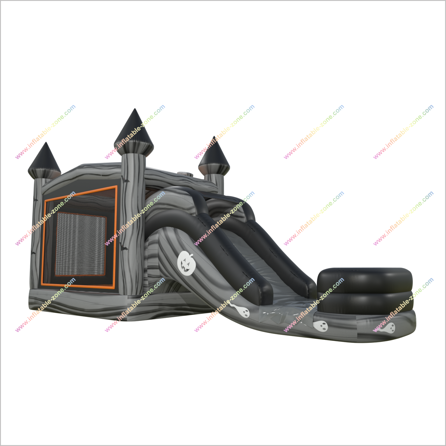 Spooky Inflatable Halloween Scary Bouncy Castle Combo Slide Inflatable Ghost And Pumpkin Bounce House With Water Slide Rental - Inflatable-Zone