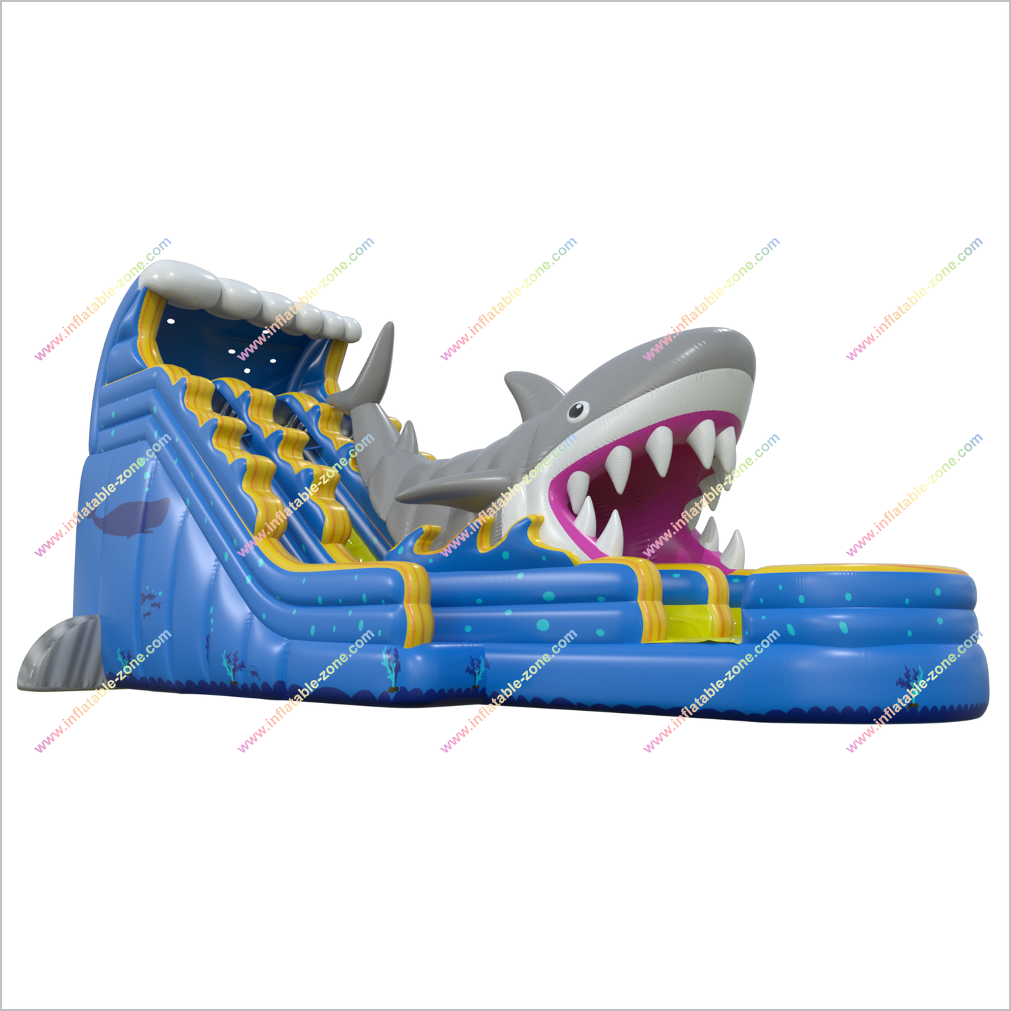 Ocean Theme Giant Shark Inflatable Bouncy Waterslides With Pool Outdoor Backyard Water Slides For Adults - Inflatable-Zone