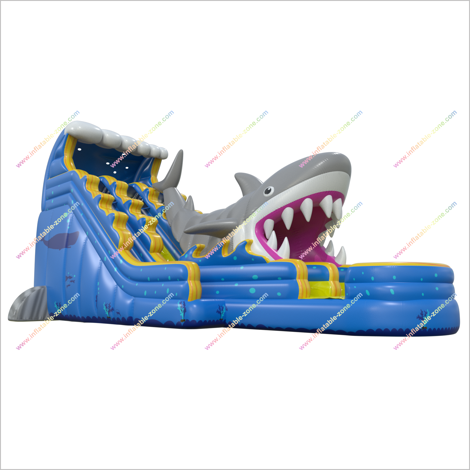 Ocean Theme Giant Shark Inflatable Bouncy Waterslides With Pool Outdoor Backyard Water Slides For Adults - Inflatable-Zone