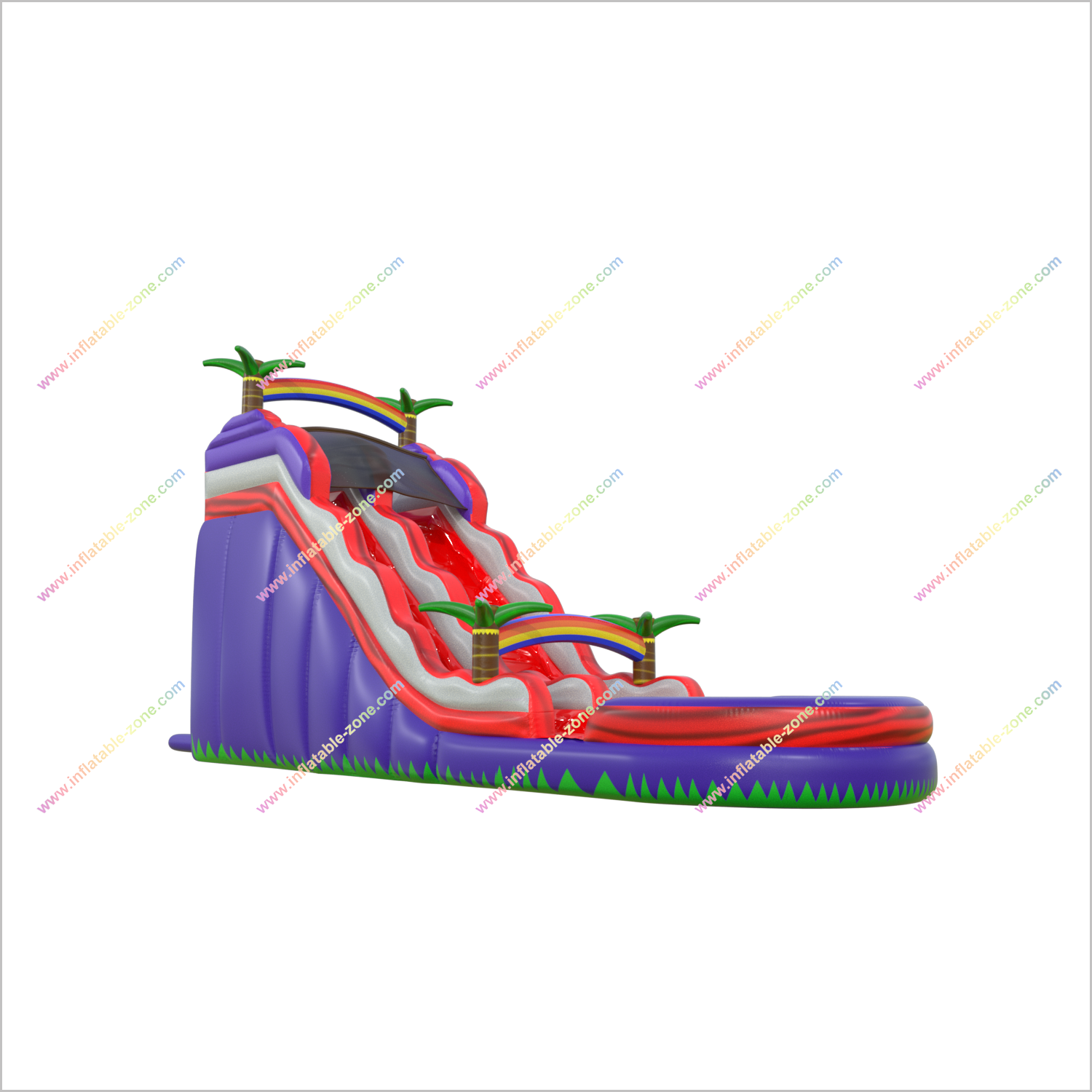 Rainbow Palm Tree Inflatable Water Slide With Pool Commercial Big Tropical Water Slide For Yard - Inflatable-Zone
