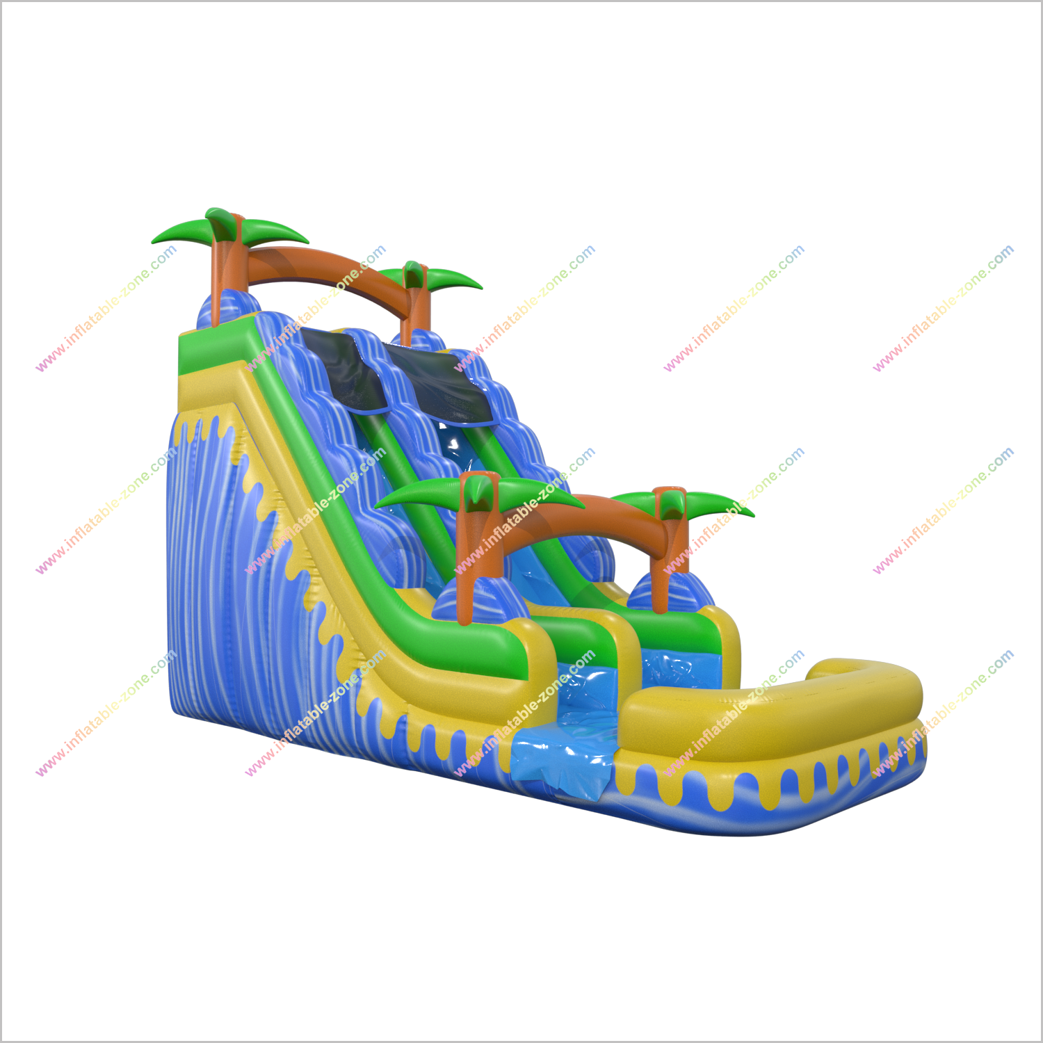Backyard Waterslide Jumps Inflatable Water Play Tropical Wave Slide Large Inflatable Pool Slide - Inflatable-Zone