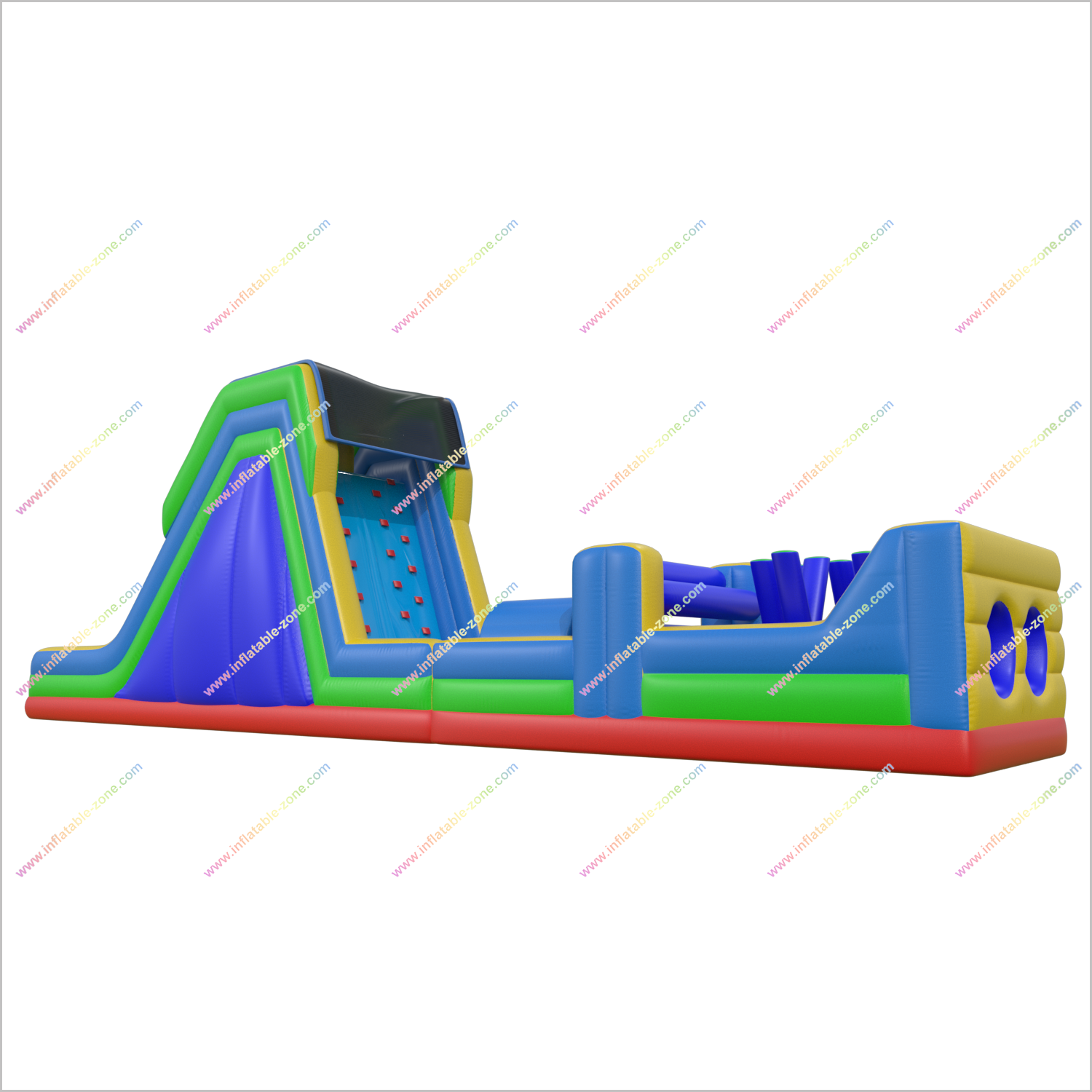 Rainbow Obstacle Course Retro Rock Climb Slide Commercial Inflatable Obstacle Course Bouncer Races Challenge - Inflatable-Zone
