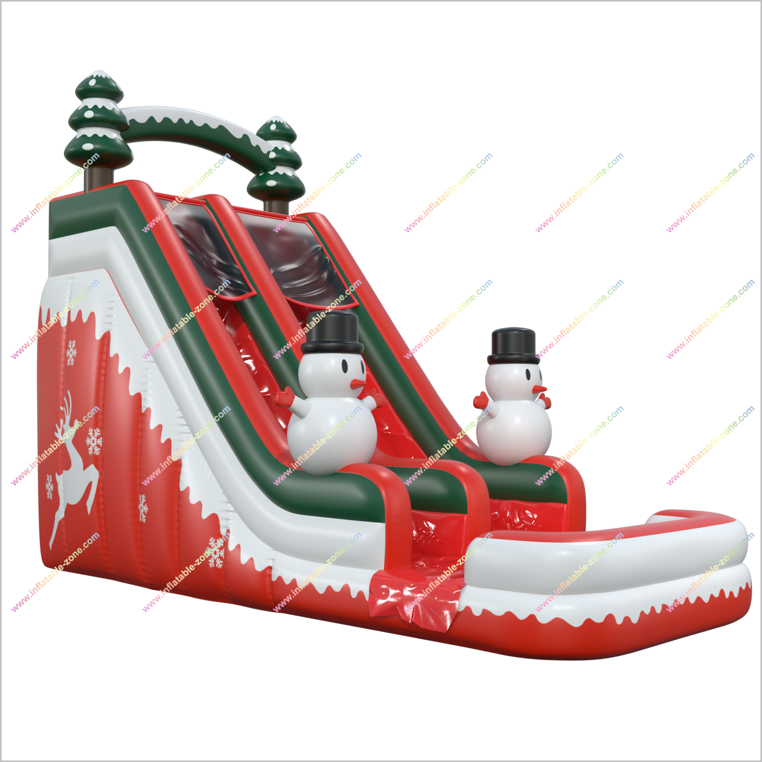 Fun Sunny Inflatable Water Slide Nearby Christmas Tree With Snowman Blow Up Water Slide For Pool - Inflatable-Zone