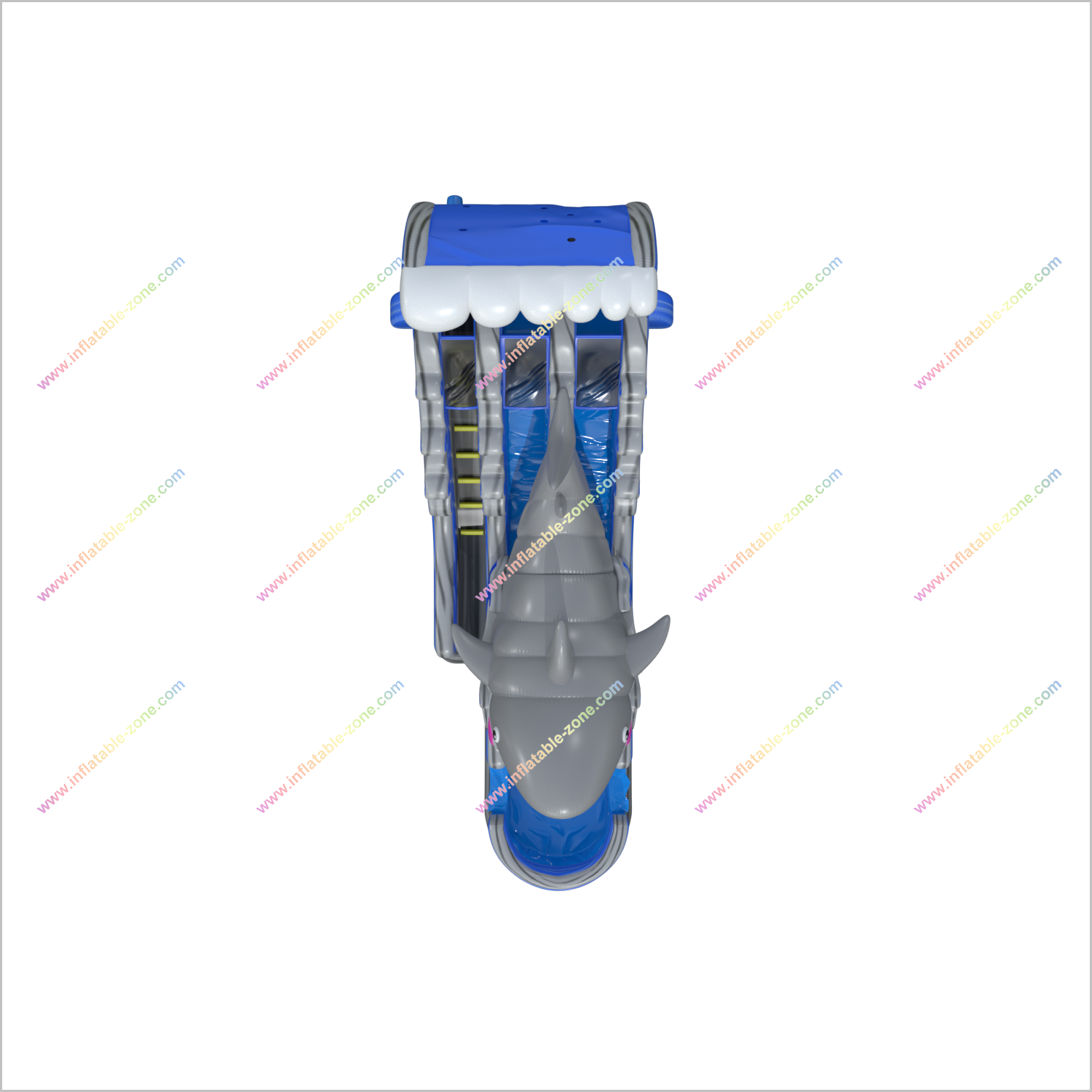 Sunny Fun Deluxe Inflatable Marble Water Slide Happy Hop Inflatable Shark Double Waterslide Blow Up Splash Pool - Inflatable-Zone