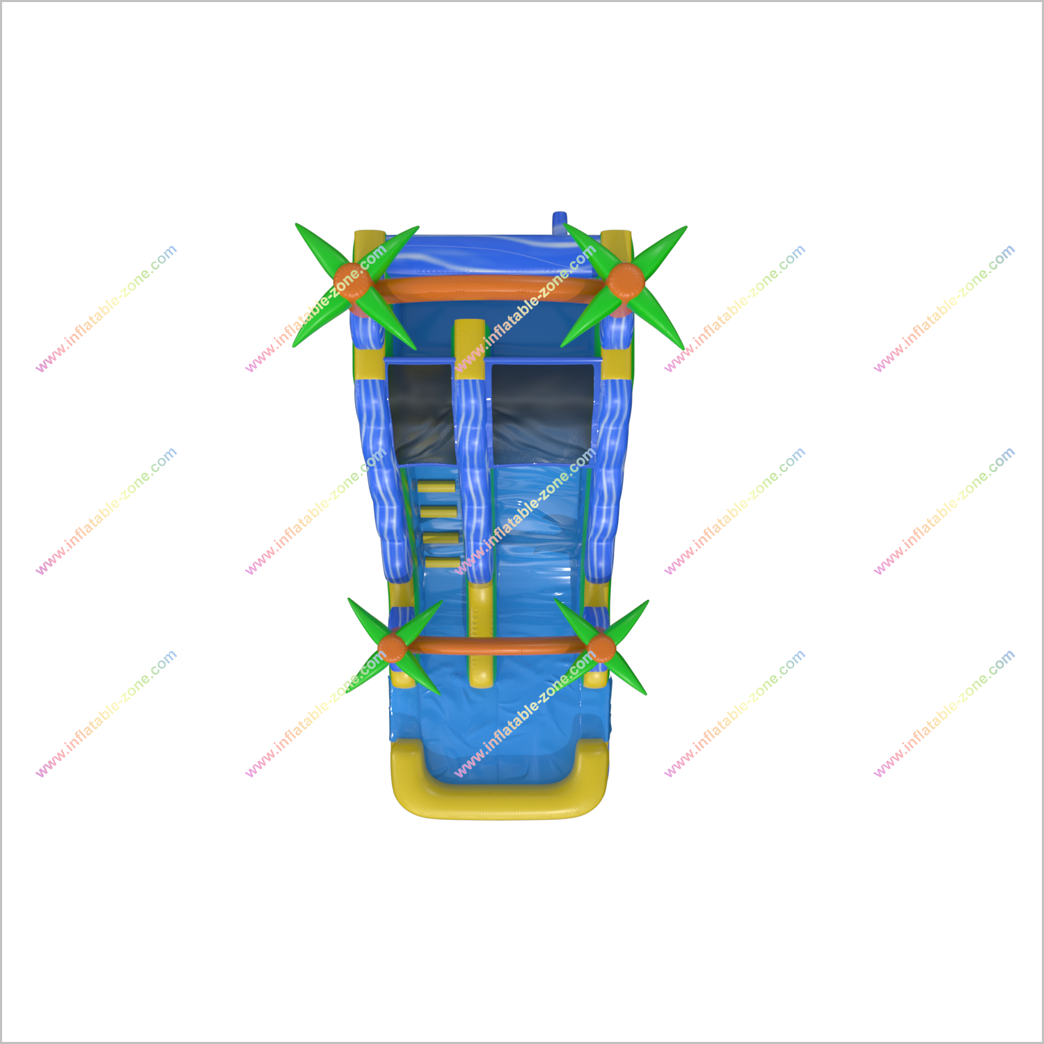 Backyard Waterslide Jumps Inflatable Water Play Tropical Wave Slide Large Inflatable Pool Slide - Inflatable-Zone