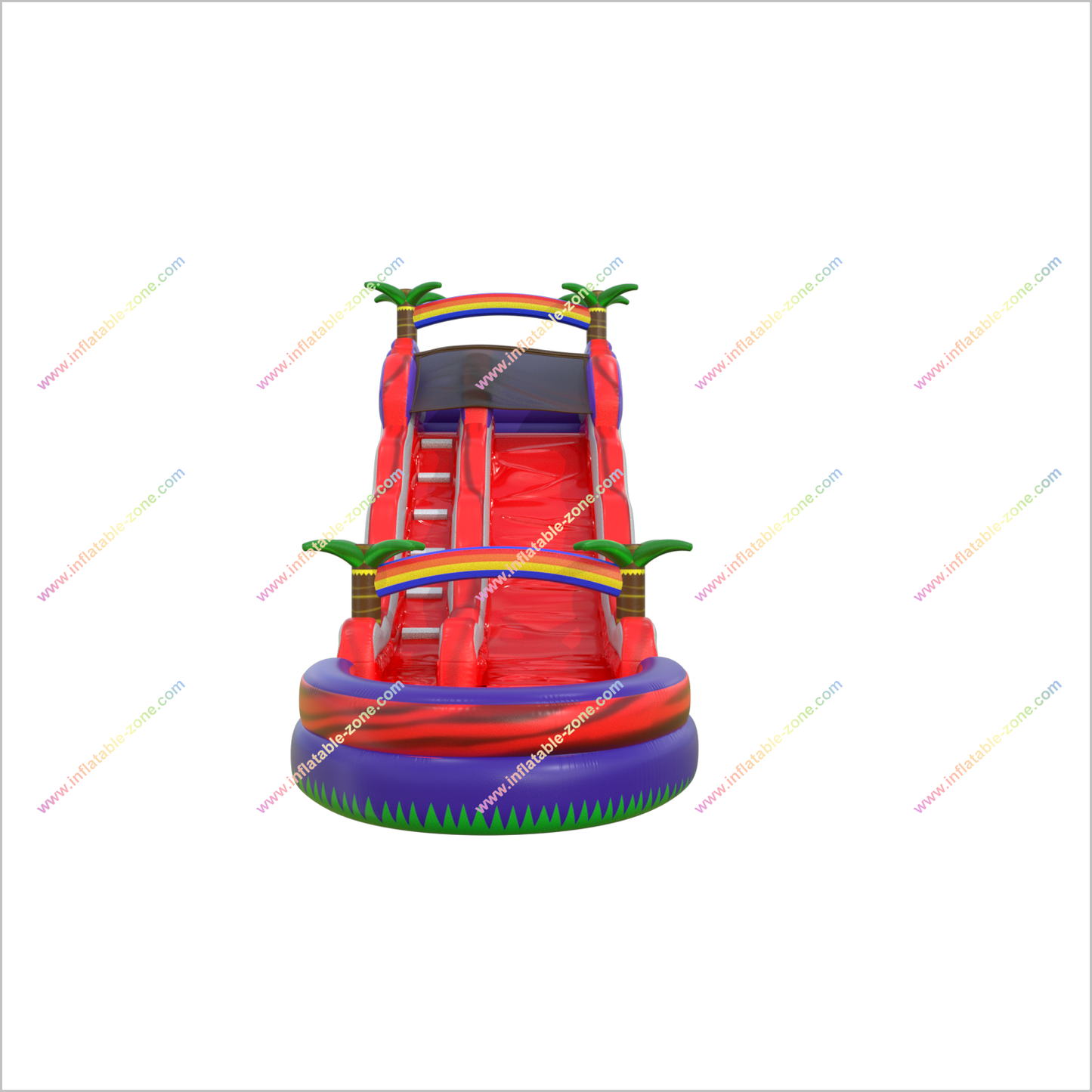 Rainbow Palm Tree Inflatable Water Slide With Pool Commercial Big Tropical Water Slide For Yard - Inflatable-Zone