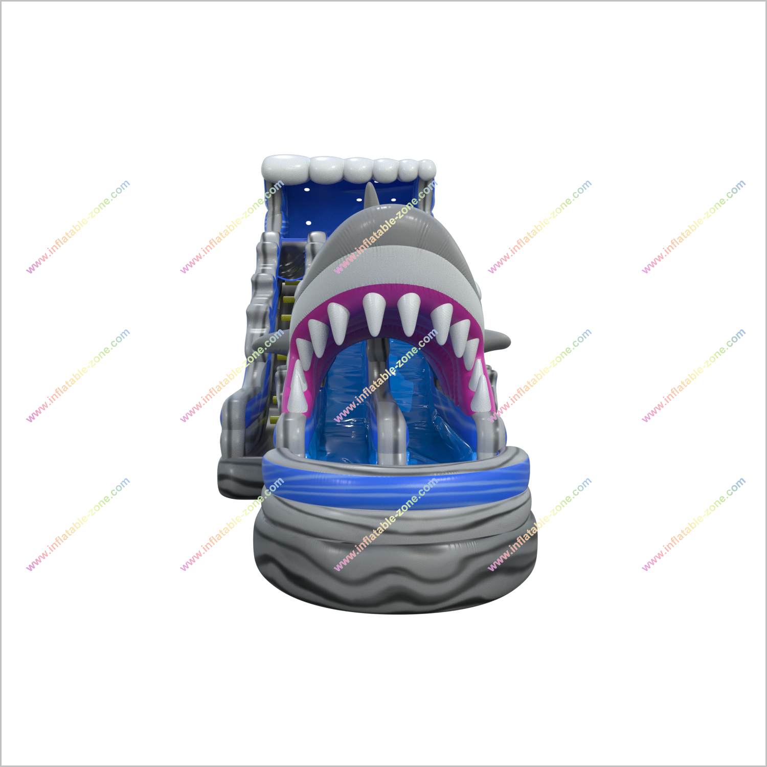Sunny Fun Deluxe Inflatable Marble Water Slide Happy Hop Inflatable Shark Double Waterslide Blow Up Splash Pool - Inflatable-Zone