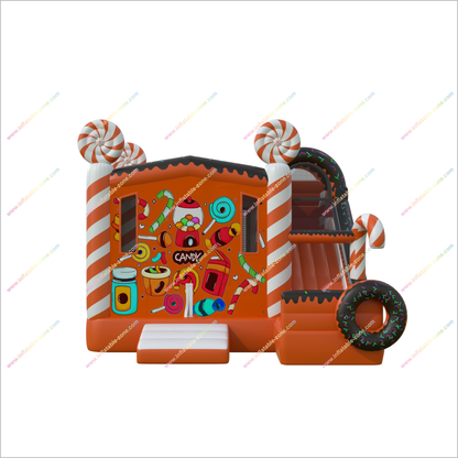 Candy Themed Party Inflatable Castle Slide Jumping Area Bounce House With A Slide Combo Inflatable Bouncers - Inflatable-Zone