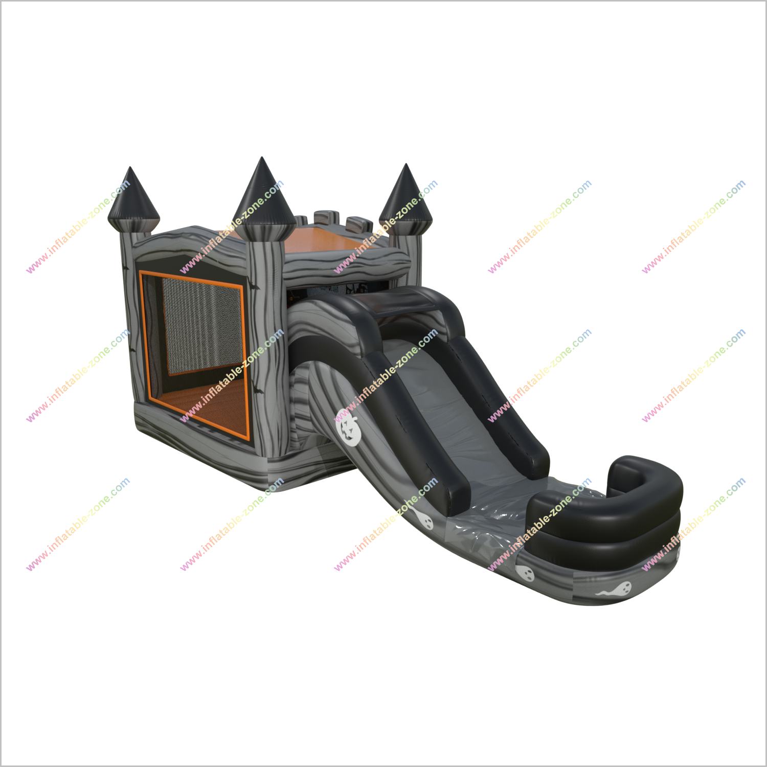 Spooky Inflatable Halloween Scary Bouncy Castle Combo Slide Inflatable Ghost And Pumpkin Bounce House With Water Slide Rental - Inflatable-Zone