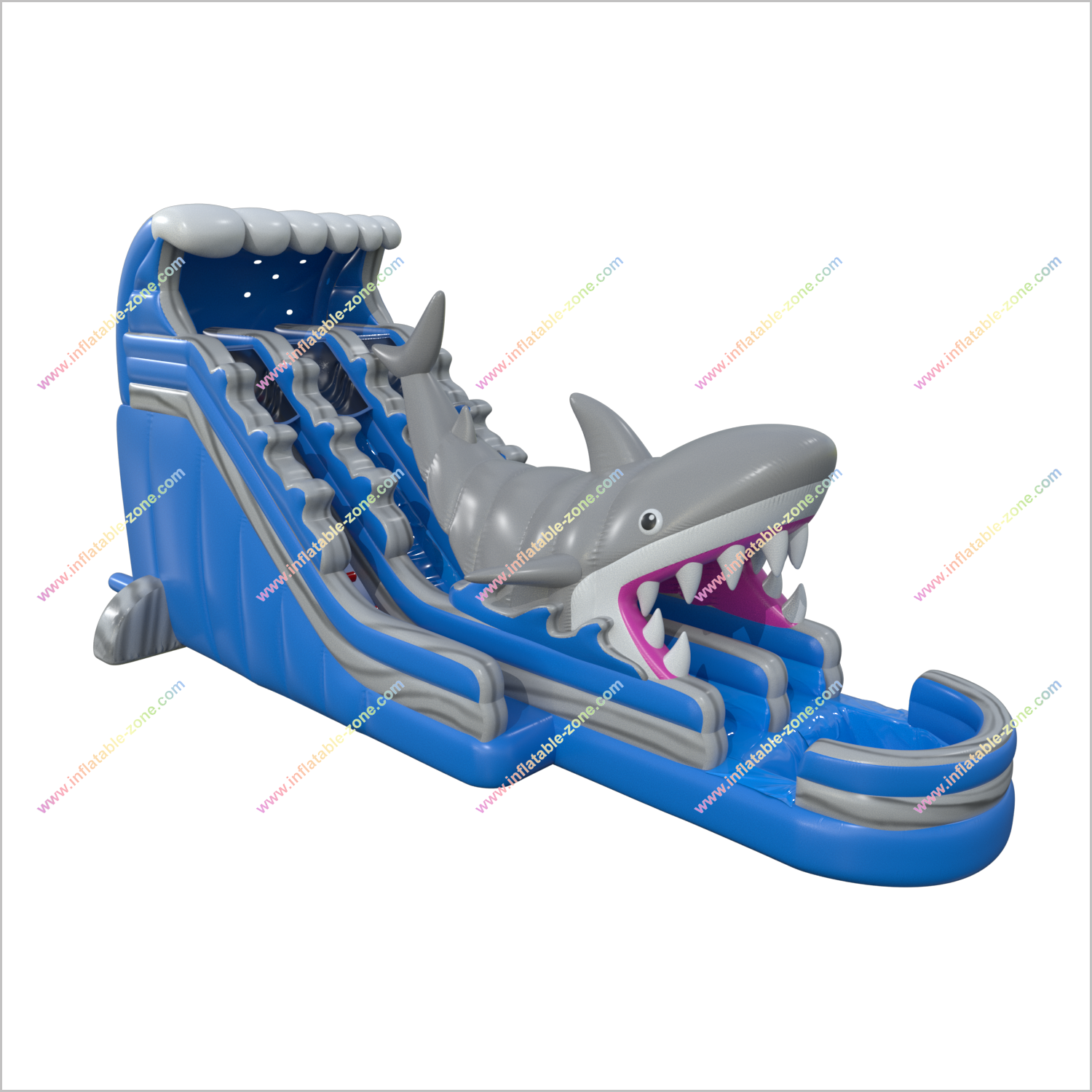Blow Up Shark Water Slide Inflatable Splash Pool Waterslide Large Slip And Slide Inflatable Play Center - Inflatable-Zone