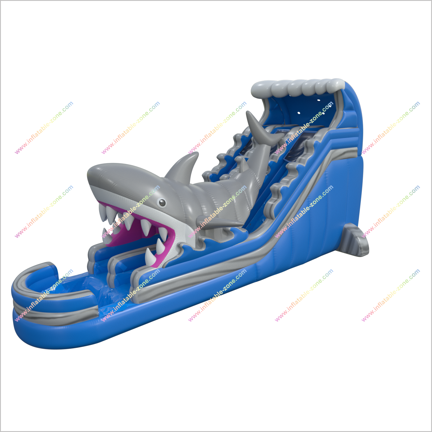 Blow Up Shark Water Slide Inflatable Splash Pool Waterslide Large Slip And Slide Inflatable Play Center - Inflatable-Zone