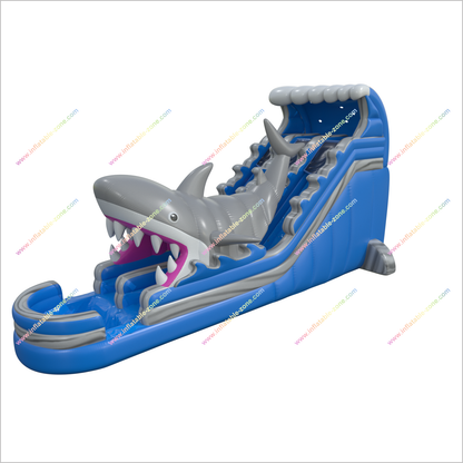 Blow Up Shark Water Slide Inflatable Splash Pool Waterslide Large Slip And Slide Inflatable Play Center - Inflatable-Zone