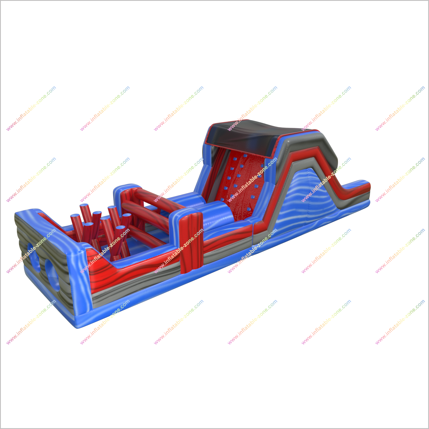 Happy Hop Obstacle Inflatable Course Bouncer Double Lane Slide Inflatable Rock Wall Obstacle Course Jumper - Inflatable-Zone