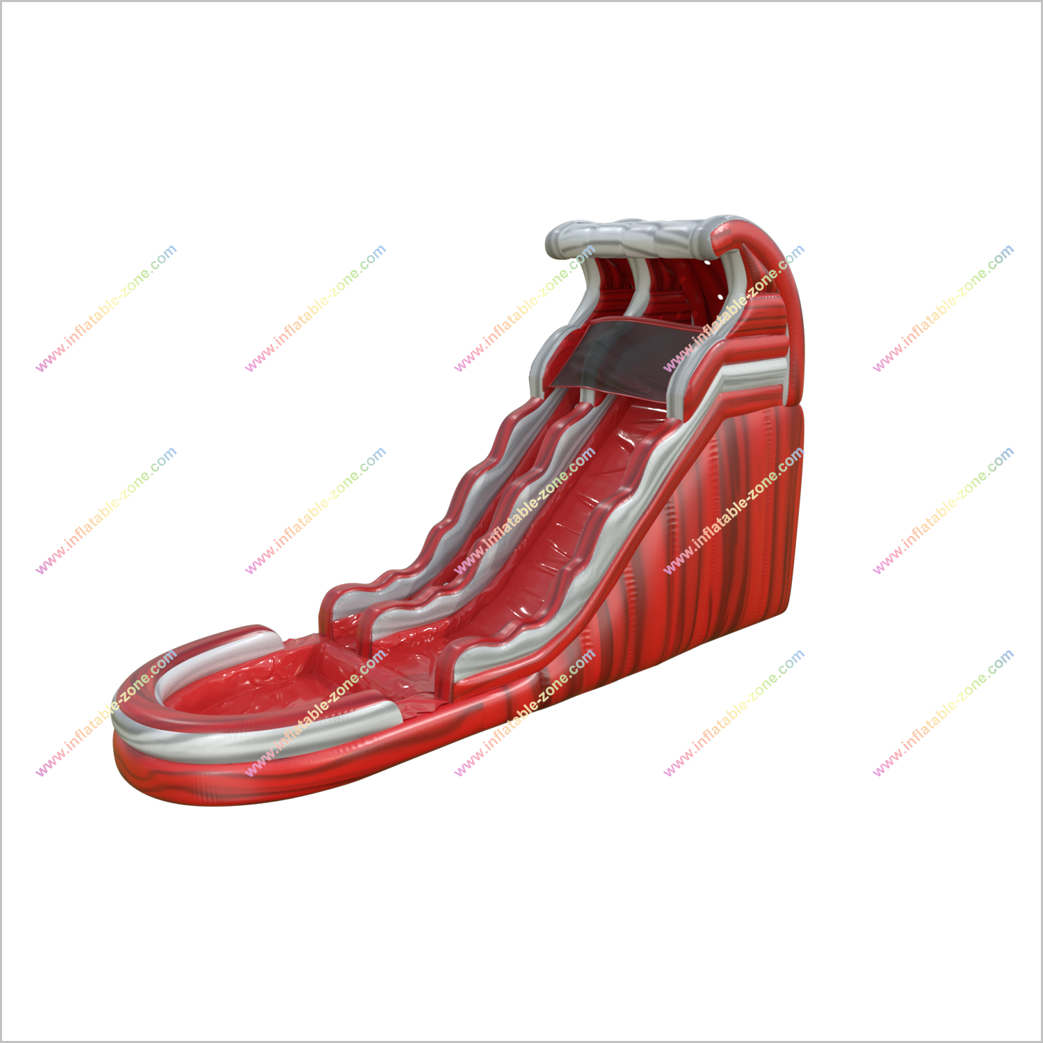 Red Lava Inflatable Wave Water Slide Commercial Inflatable Wet Dry Slide With Pool For Kids Outdoor Party - Inflatable-Zone