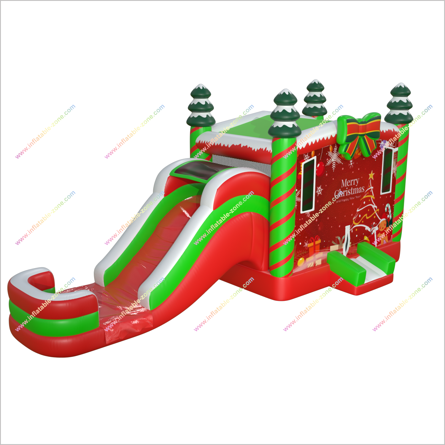 Inflatable Bouncy Castle And Water Slide Very Merry Christmas Party Water Bounce House And Slide Combo Pool - Inflatable-Zone