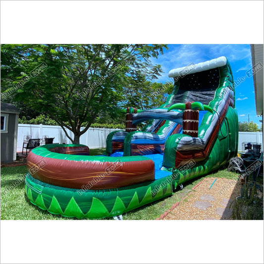 Inflatable Water Slide Slam And Curve Double Cannon Blast Air Fun Bouncy Castle Slides - Inflatable-Zone