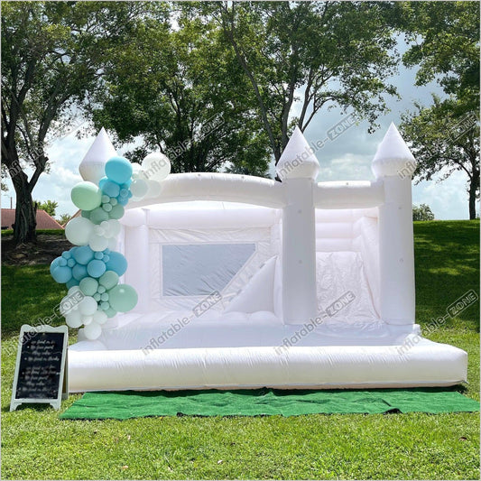 3 In 1 White Bounce Hosue Jumping Castle With Slide And Ball Pit Pool For Outdoor Party/ Wedding - Inflatable-Zone
